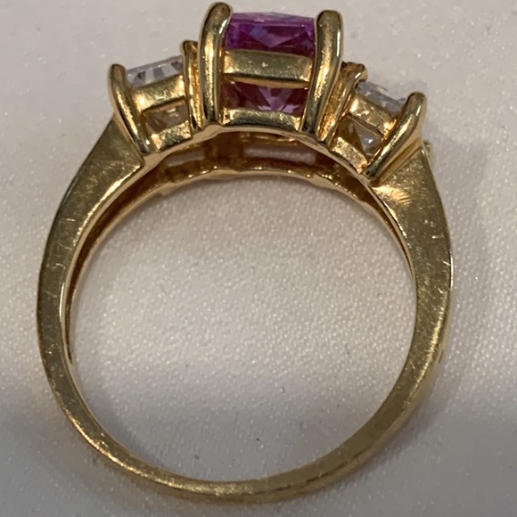 10k Gold CZ and Pink Topaz Ring - Picture 4 of 10